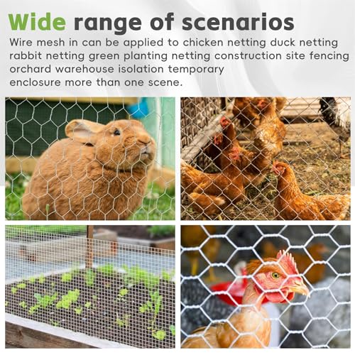 6FTx150FT Chicken Wire Netting Galvanized Wire Mesh Hexagonal for Poultry Garden Fencing Barrier