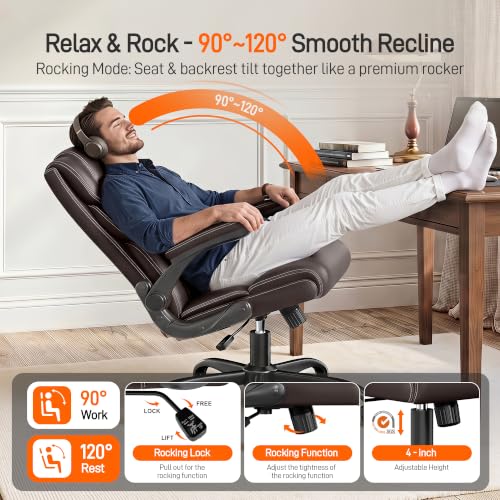 Image of Office Chair, Executive Mid-Back Computer Desk Chair with Flip-up Armrests