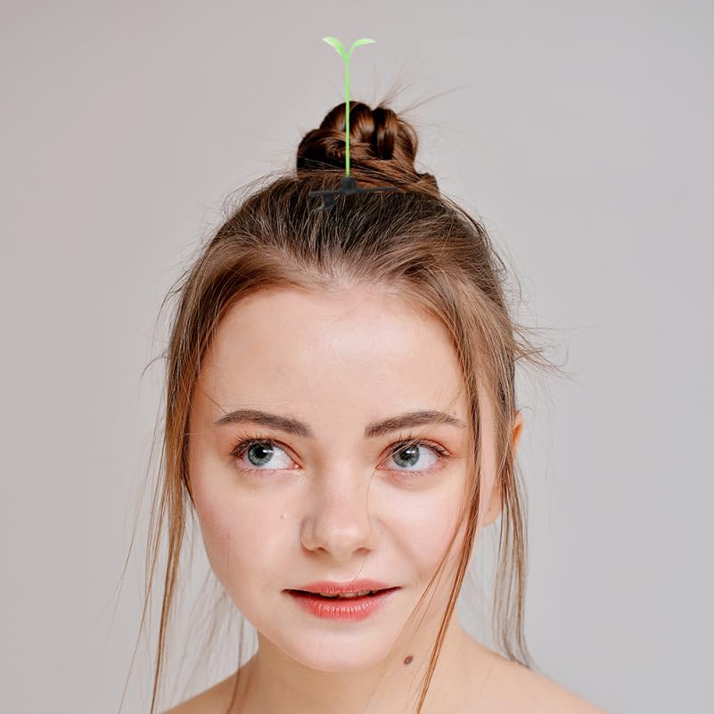 DOITOOL Pinzas de cabello en forma de brote de frijol para niñas, 2 piezas, accesorios para el cabello verde, clips para niñas para decoración DIY, fiestas escolares, uso diario, regalo para hija o amigos miniatura 2