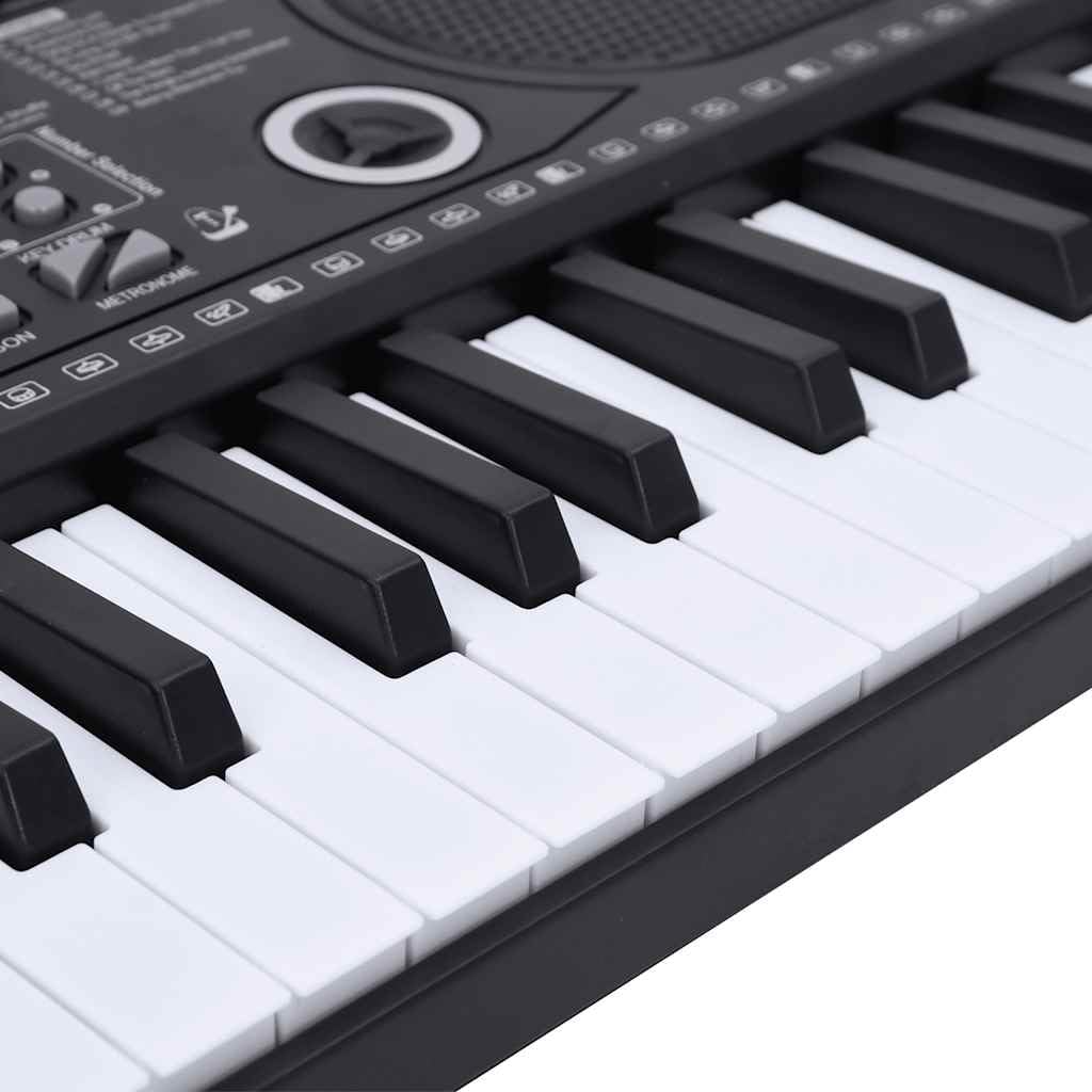 Elektrisches Keyboard mit 61 Tasten, Notenständer, Mikrofon, USB- und Batteriebetrieb, 10 Demo-Songs, 100 Rhythmen, 100 Klänge, 5 Percussion für Kinder, Anfänger, Musikschule, Zuhause, Bühne