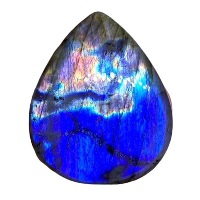 Pierre gemme labradorite véritable de forme poire pour haute joaillerie DIY