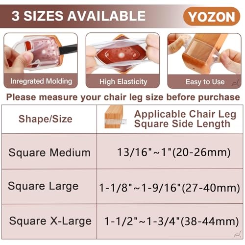 Image of Chair Leg Floor Protectors Square Chair Leg Protectors for Hardwood Floors Silicone Caps Felt Strengthen Bottom Protection Non Slip Reduce Noise 32 Pack Clear Square L Fit:1-1 /8 inch ~ 1-9 /16 inch (27~40mm) | Square Chair Leg Protectors for Hardwood Floors Anti-Scratch Reduce Noise 32 Pack Clear Square Fit:1-1 /8 inch to 1-9 /16 inch(27-40mm)