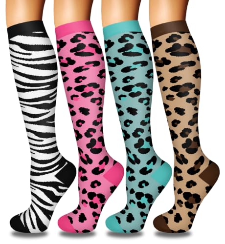 Image of 4 Pairs Compression Socks for Women Circulation-Best Support for Nurses,Running,Athletic,Travel