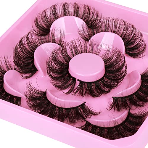 Focipeysa Lashes Mink Fluffy Wispy False Eyelashes 20Mm Dramatic Faux Mink Eyelashes D Curl Long Fake Lashes Pack Look Like Extension #TOP5