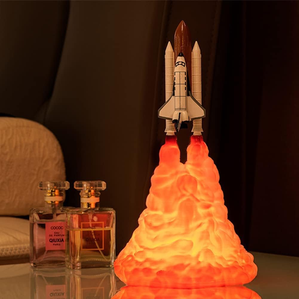 maykawe 3D Print Rocket Lamp USB Rechargeable Night Light Creative Atmosphere Ideal Gift for Lovers Home Decor Birthday
