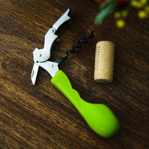 Capabunga Silicone Corkscrew Wine Opener - Green Ergonomic Cork Screw Wine Bottle Opener, Manual Wine Openers to Displace Less Cork, Wine Key for Bartenders and Home, Wine Accessories for Wine Lovers by CapaBunga - Image 5