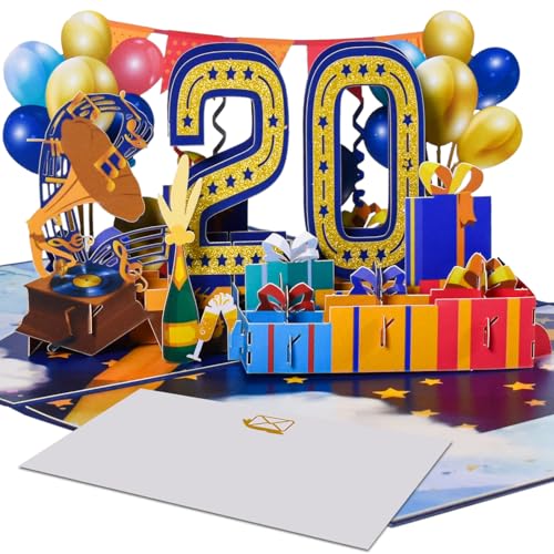 Magic Ants Tarjeta de felicitación de 20 aniversario de 20 aniversario de boda, tarjeta de felicitación 3D, tarjeta de 20 cumpleaños