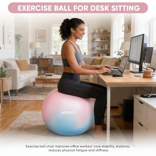 Image of APEXUP Yoga Ball, 660 lbs Anti-Burst Exercise Ball with Pump, 5 Sizes