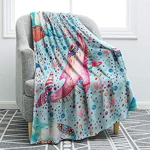 Jekeno Dolphin Blanket Print Cozy Bed Couch Blanket Cover