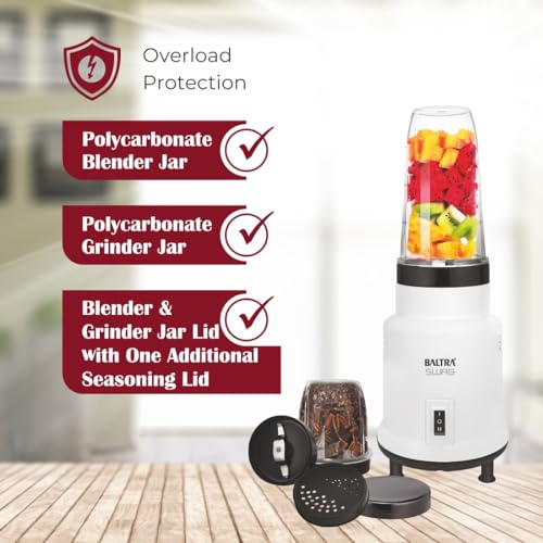 Image of Baltra Swag Nutri 2 Jar Mixer Grinder for Smoothies, Chutney & Shakes, Long Lasting Shock Proof Abs Body, Powerful 400 Watt Heavy Duty Motor Bullet Mixer Grinder Juicer Mixi - 2 Year Warranty