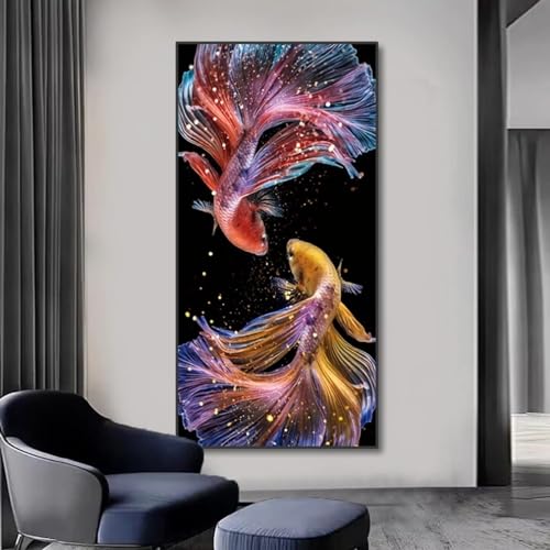 Toile abstraite Koi et poissons pour une décoration de salon moderne