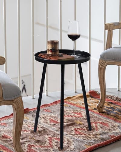 AOJEZOR Side Table: End Table for Any Room - Small Side Tables for Small Spaces All Matte Black with 3 Legged - Thumbnail 5