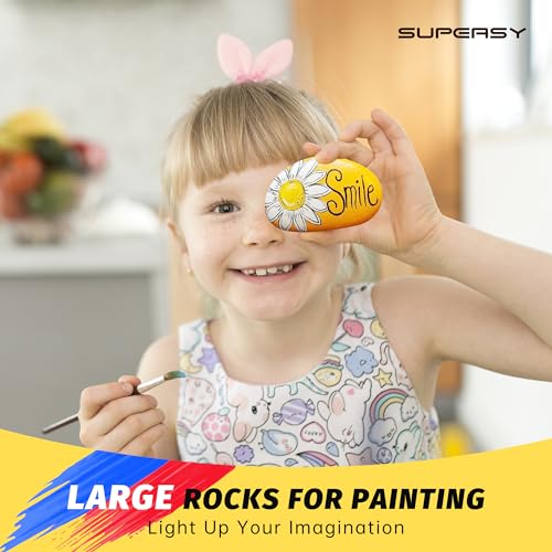image for SUPEASY 12 PCS Large Rocks for Painting, 2.2-3.5 Inches Natural River 