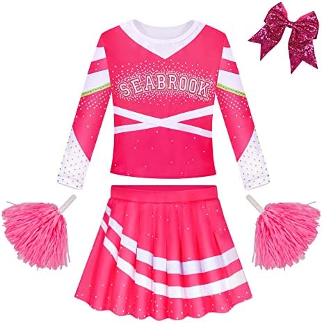 Hipoleter Addison Zombies Cheerleader Costumes for Girls 3 Cheerleading Outfits Dress up Toddler Halloween Kids Cosplay for Party 4 5t