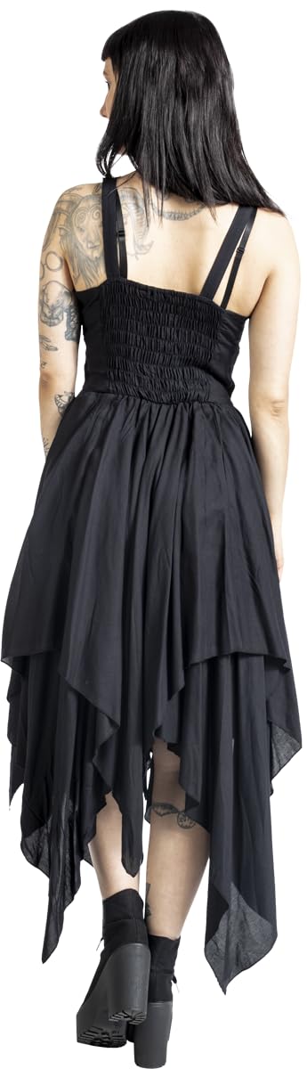 Gothicana by EMP Damen schwarzes mittellanges Kleid mit Schnallen