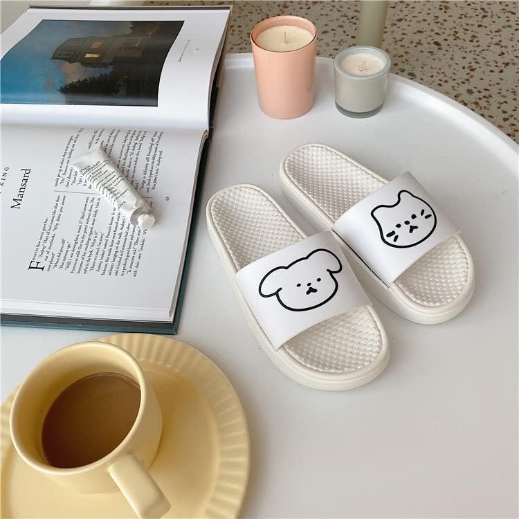 Vista 2 de Lindas pantuflas de almohada para mujer, diseño de dibujos animados, antideslizantes, suaves, con puntera abierta, sandalias estéticas para casa