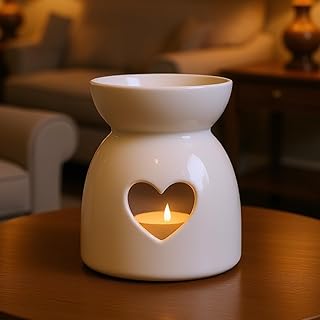 ULLASSA Ceramic Diffuser with Heart Cutout | 2.5 Inch Oil Burner for Essential & Aroma Oils, Wax Melt & Camphor Warmer | D Price In India