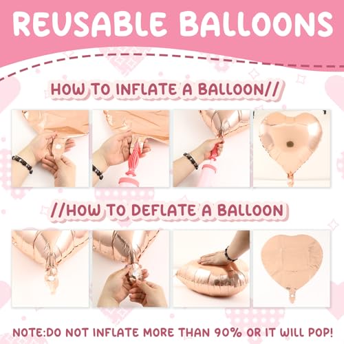 QIFU Red Pink Heart Balloons 12pcs, Dark Red Gold Pink Love Heart Balloons Valentines Balloon, Helium Foil Hearts Balloon for Romantic Valentines Decorations Anniversary Engagement Wedding Girlfriend - Image 8