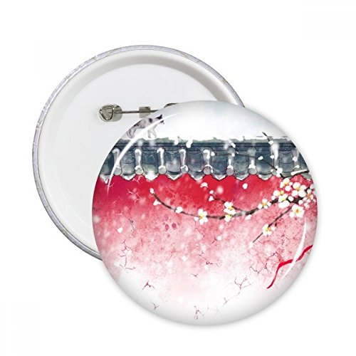 Badge bouton Aquarelle Chinoise Neige pour personnaliser vos vestes et sacs en tissu, 5pcs XXL