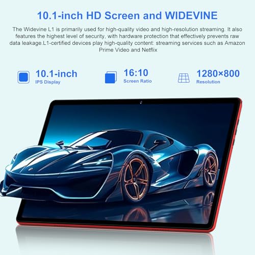 Image of 2026 Tablet 10 Inch Android 15 Tablets with Gemini AI, 30GB+64GB+1TB Expand, Octa-Core Electronics Tablets with Keyboard, 6000mAh, HD IPS Display, 5G WiFi, Split Screen, Widevine L1 - Red