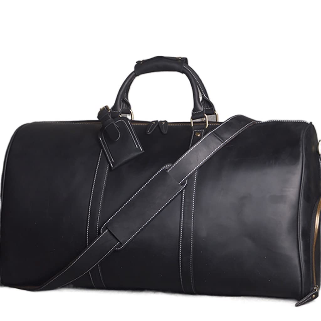 GSGRTYJIO Mens Travel Bag Leather Large Capacity Single Shoulder Messenger For 15 Inch Laptop With Shoe Bag