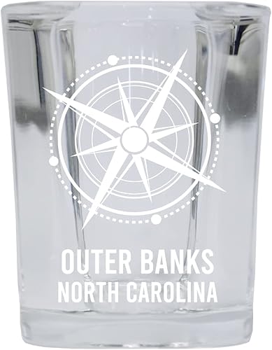 R and R Imports Outer Banks North Carolina Beach Souvenir - Vaso de chupito de base cuadrada, 2 onzas, individual