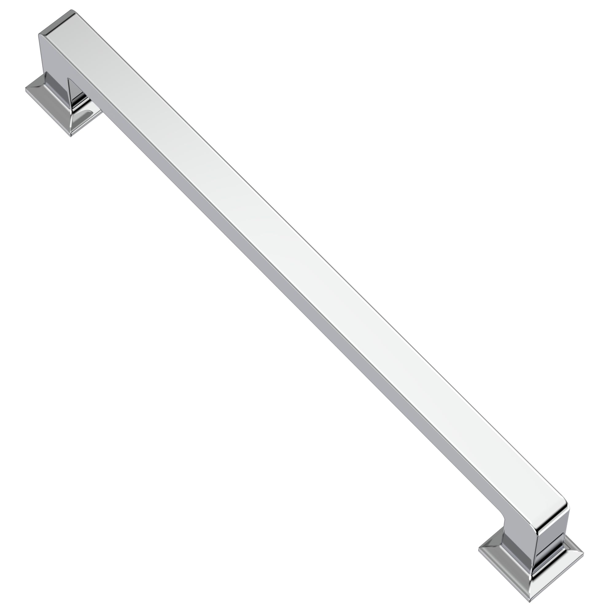 Alzassbg 10 Pack Polished Chrome Cabinet Pulls, 6-1/4 Inch(160mm) Hole Centers Cabinet Handles Square Kitchen Hardware for Cabinets AL3046CP