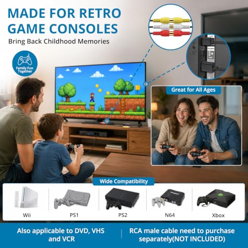 Image of AUTOUTLET 2-Port RCA to HDMI Converter, 4:3 /16:9 Switch, 1080P