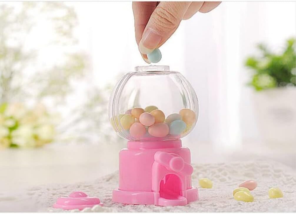 Kichvoe Wedding Candy Box Set of 6 Rotatable Mini Plastic Gumball Machine Candy Dispensers for Party Favors Birthday and Wedding Celebrations