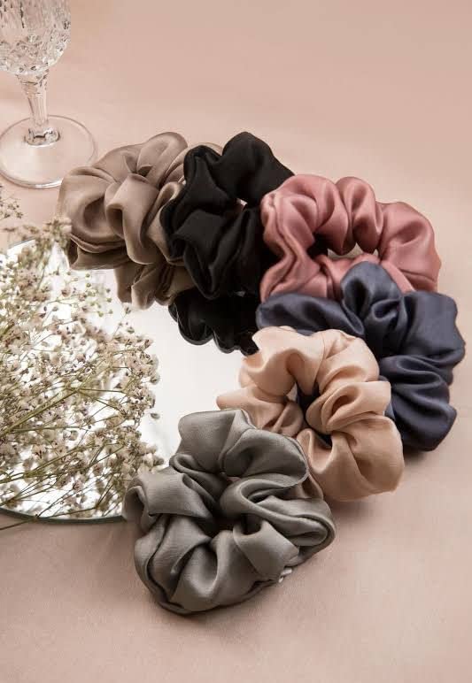 Luxury Satin Scrunchies Pastel colors dark, Anti-Hair-Breakage, Hair Ties, Scrunchies Set for Girls, Women, Best gift for Sister, Friend, Mom (Multi-Color-Exotic) (PACK OF 12)