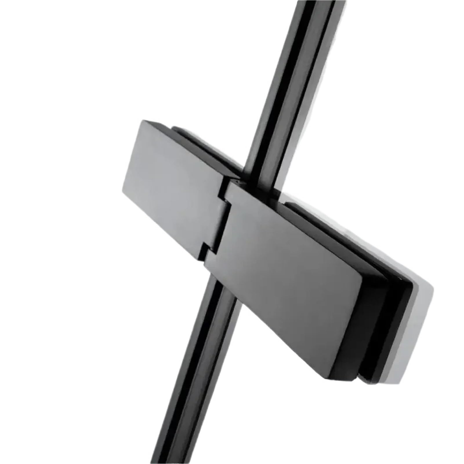 Quincaillerie de douche en verre noire avec grande pince au design architectural raffiné