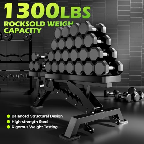 BODYRHYTHM Commercial-grade Weighted Bench, 1300LBS Weight Capacity Strength Training Bench, Heavy-duty Adjustable Workout Bench for Garage and Home Gym Workouts, Weight Lifting, and Bench Press. (Black) by BODY RHYTHM - Image 4