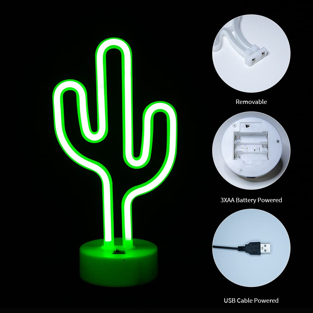 ENUOLI LED Cactus Insegne al neon Luce al neon con base Luce notturna al neon Batteria/Luce al neon alimentata tramite USB per decorazioni per feste di compleanno per amici Regali per bambini