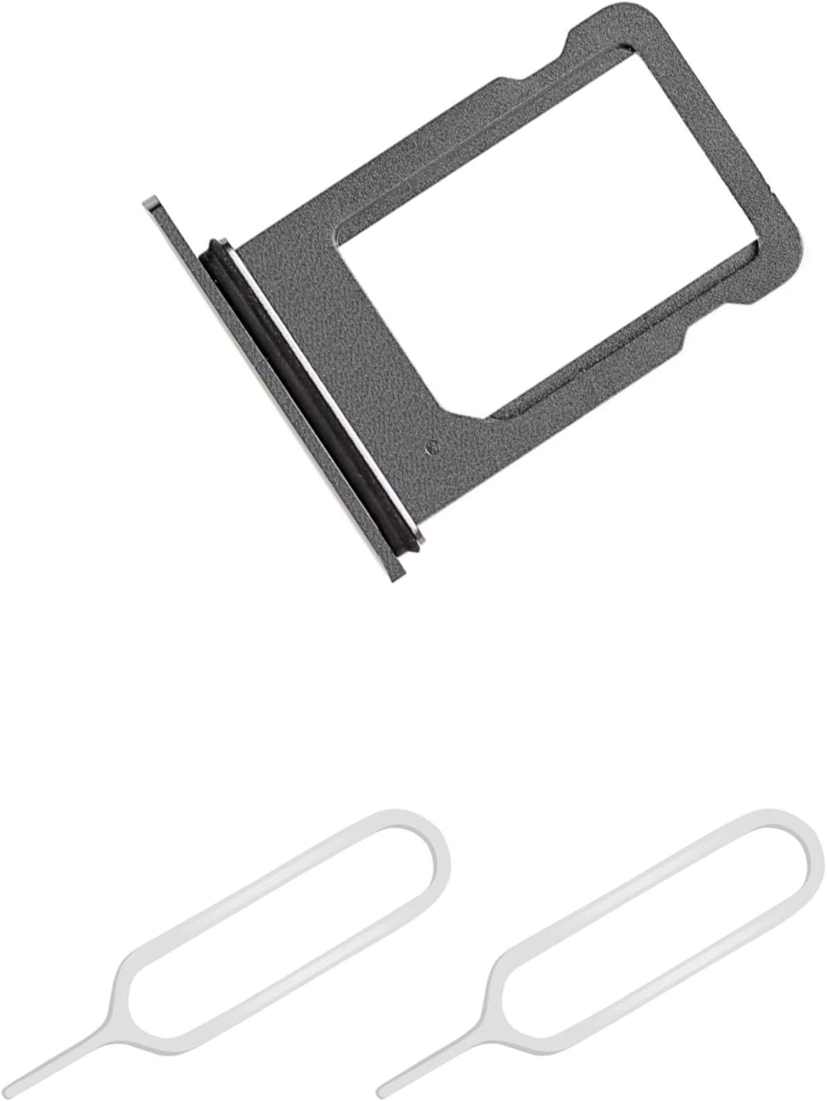 THE TECH DOCTOR Replacement Single Sim Tray Card Slot for iPhone with 2x Sim Pin Open Ejector Tool (iPhone XS, Black)