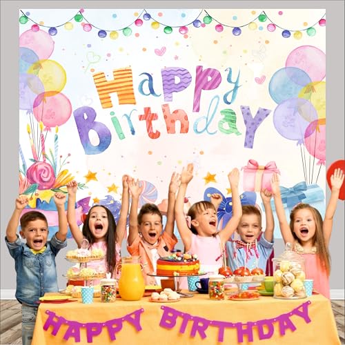 Image of Pastel Birthday Backdrop 5x4 Ft | Backdrops for Decoration | Birthday Decoration Backdrop | Banner for Kids Theme Party