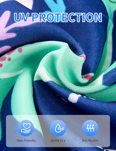 Image of Girls Swimsuit Size 6-7 Years Old Blue Cartoon Dinosaur One Piece Sleeveless Swimwear UV 50+ Swimming Wear