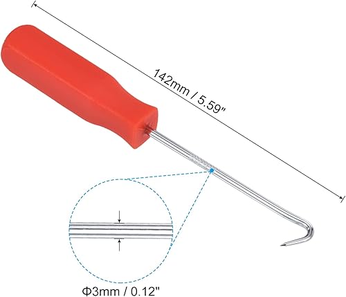 Miniatura 2 de PATIKIL Junta tórica de 90 grados de 5.591 in, 2 juntas de sello de aceite, herramienta de extracción de destornilladores de precisión, color rojo