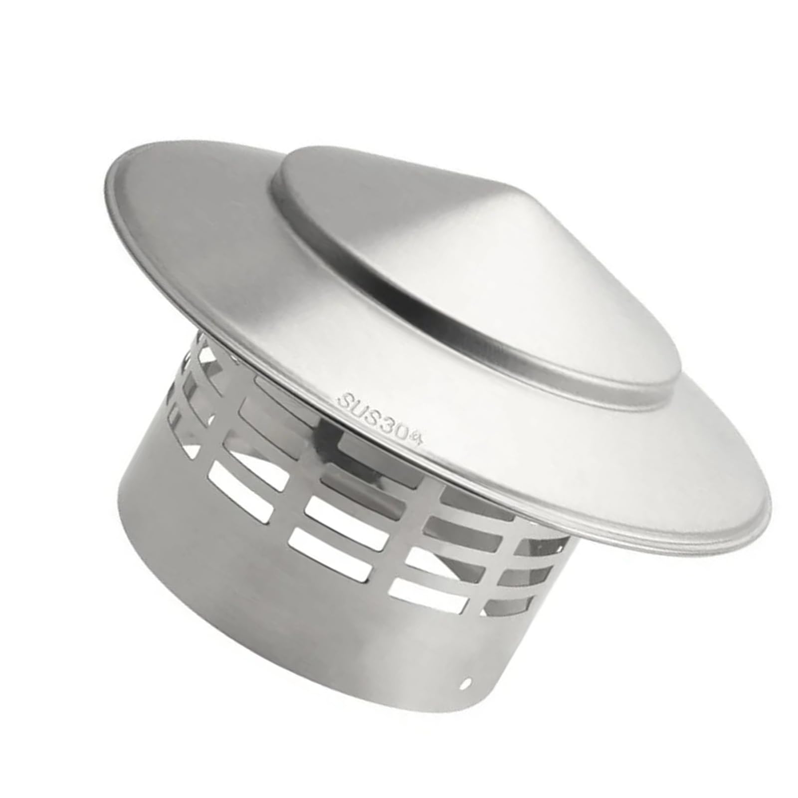 WOTZOV Chimney Cap, Stainless Steel Cowl Pipe Cover, Windproof Roof Exhaust Pipe Vent Protector Cap, Flue Cowl With Bird Guard，110mm