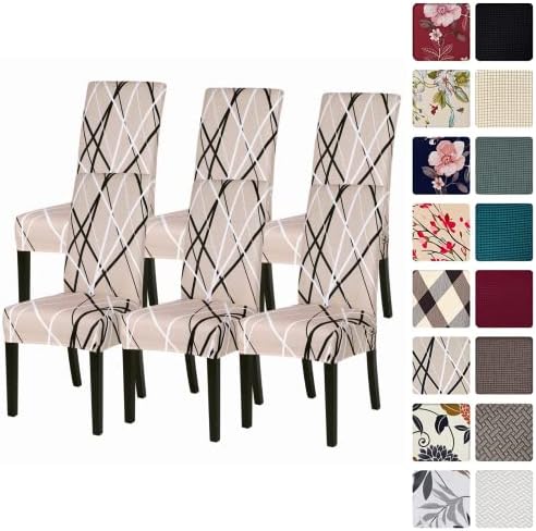 SearchI Dining Chair Covers, Set of 6 Stretch Removable Washable Chair Slipcovers,Chairs Protective Cover for Dining Room Kitchen Living Room Home Decor(Black&White,6 Pack)