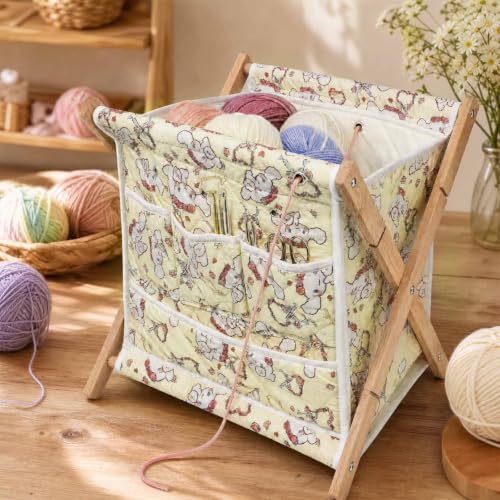 Image of Gkesgm Yarn and Needles Storage Organizer,Magic Tape Openings Crochet Organizer for Crochet Hooks Knitting Needles,3 Front Yarn Grommets