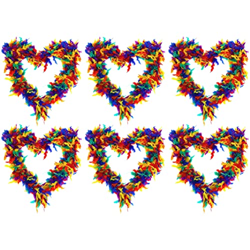Regenbogen-Federboa-Halskette, Kostüm-Zubehör, mehrfarbig, 6 Stück