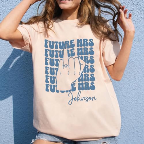 Image of Future Mrs. Engagement Shirt, Personalized Bride to Be T-Shirt with Custom Names and Date, Bridal Shower Gift Idea