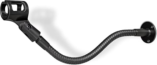 Soporte para micrófono soporte de micrófono de escritorio flexible de cuello de cisne de 19 pulgadas con base de montaje de brida para atril,