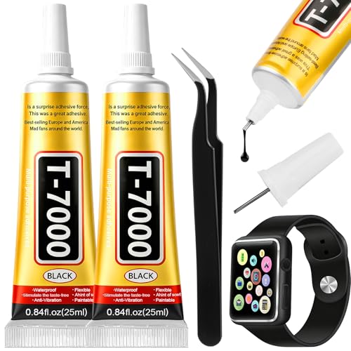 T-7000 Black Adhesive Glue| 2PCS 25 ML T7000 Precision Repairs Adhesive Glue for Phone| High Performance Industrial Glue Waterproof for Speaker Electronics Computer Tablets Screen Craft