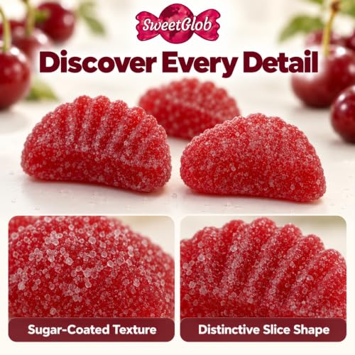 SweetGlob Cherry Fruit Slices Gummy Candy, Soft & Chewy, 1 lb - image 5