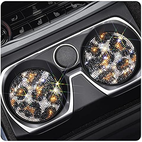 Blinglife Leopard Print Rhinestone Car Coasters, Bling Car Decorative Water Coaster for Wowen ,Car Cup Holder Coaster,Drink Coasters 2.75in(2 pcs ) BD001 Cover