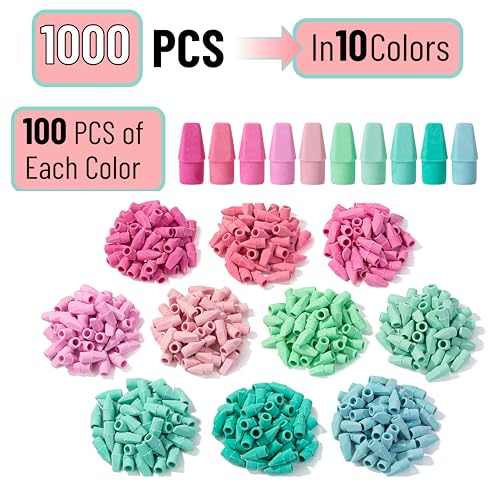 Image of Mr. Pen- Pencil Erasers Toppers, 1000 Pack, Colorful, Latex Free, No Smudge | Mr Pen Erasers for Pencils