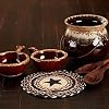 VHC Brands Colonial Star Trivet Hot Pad for Pots Pans Tan Black Red Jute Blend Round Circle 8 Inches