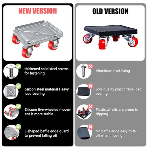 Image of HASTHIP Wheels for Heavy Furniture with 4 Leverage Pads, Riser Pads, Leverage Tool, Alloy Steel Furniture Lifter and Mover for Table, Plant Pot, Drawer, Home Appliances