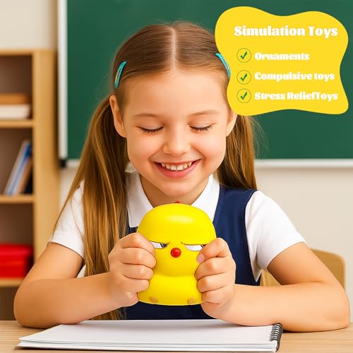Stressball, Anti Stressball für Erwachsene und Kinder, Super Groß Anti-Stress-Ball-Spielzeug, Kleines Gelbes Huhn Fidget Spielzeug, Ideal für Büro, Schule und Rehabilitation